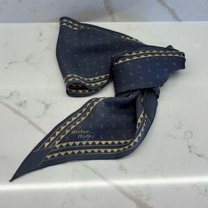 Vintage Monique Martin Grey Gold Patterned Silk  Scarf Belt Hair Tie Long Thin